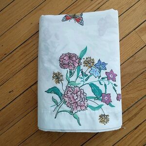 Vtg Cannon Twin Flat Sheet Floral Butterfly No Iron Percale Cotton Blend USA